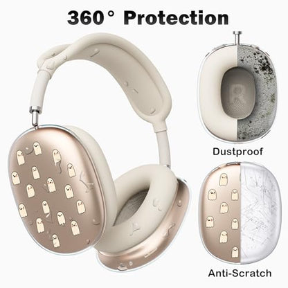 for AirPods Max Headphones Halloween Ear Covers for AirPods Max 2 | Cute Ghost Clear Ear Cups Cover | Beige Silicone Ear Pad Case Headband Cover for Apple AirPods Max 2/1 (2026/2024/2020) - color: Ghost C/Beige