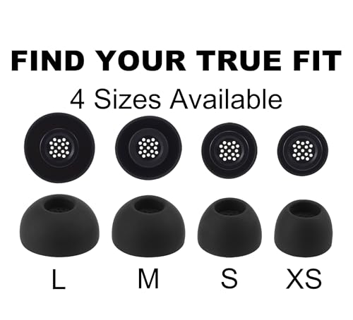 Replacement Ear Tips for Sennheiser Momentum True Wireless 4 | Soft Silicone Eartips with Portable Storage Box (8 Pairs, Black, XS/S/M/L)