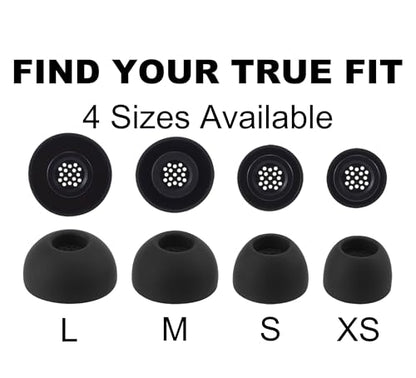 Replacement Ear Tips for Sennheiser Momentum True Wireless 4 | Soft Silicone Eartips with Portable Storage Box (8 Pairs, Black, XS/S/M/L)