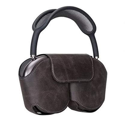 AirPods Max Case, Genuine Leather Handmade, Protective Premium Leather Ear Cup Covers, Soft-Slim Travel Carrying Case, Compatible for AirPods Max (Black) - color: Black
