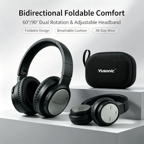 BS660 Bluetooth Headphones, 40mm Deep Bass Over Ear Wireless Headset with Bluetooth 5.3, Invisible Touch Control, 400Mha Battery, Foldable Comfort Earpads with Portable Carry Case for Travel - color: Black