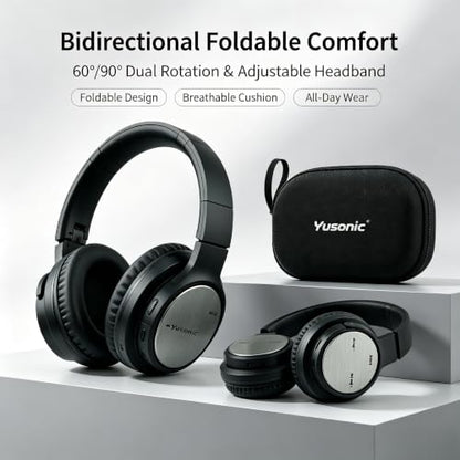 BS660 Bluetooth Headphones, 40mm Deep Bass Over Ear Wireless Headset with Bluetooth 5.3, Invisible Touch Control, 400Mha Battery, Foldable Comfort Earpads with Portable Carry Case for Travel - color: Black