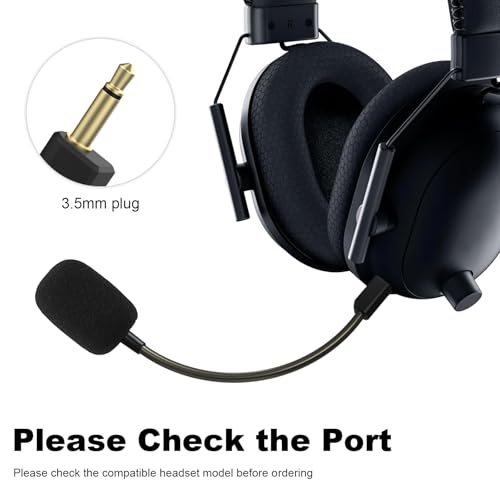 Replacement Microphone Compatible with Razer BlackShark V2, BlackShark V2 Pro Gaming Headsets, 3.5mm Game Boom Mic with Foam
