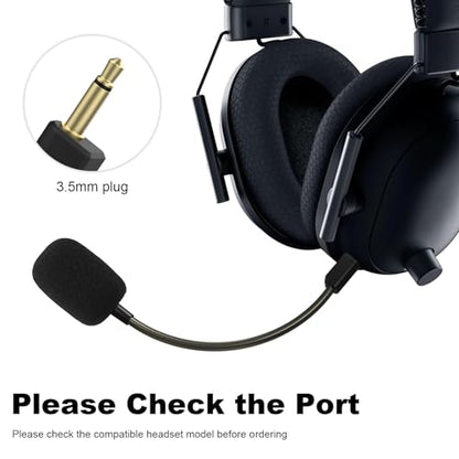 Replacement Microphone Compatible with Razer BlackShark V2, BlackShark V2 Pro Gaming Headsets, 3.5mm Game Boom Mic with Foam