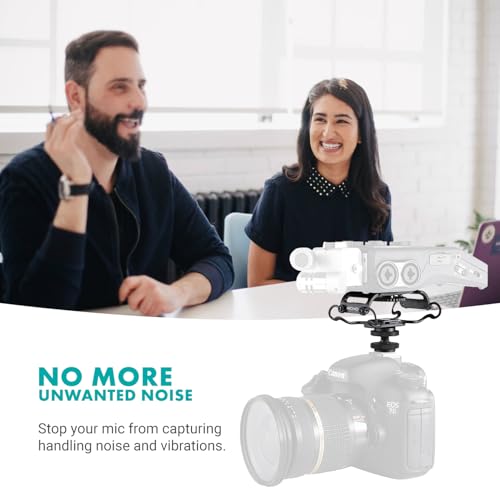 Movo SMM5-B Universal Microphone and Portable Recorder Shock Mount - Fits the Zoom H1n, H2n, H4n, H5, H6, Tascam DR-40x, DR-05x, DR-07x and others with a 1/4" Mounting Screw (Black)