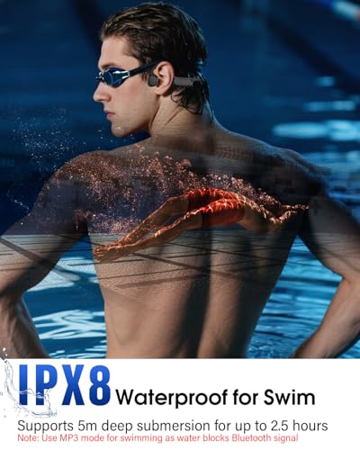 Bone Conduction Headphones, Swimming Headphones, Open Ear Headphones, Black | IPX8 Waterproof MP3 Mode 8GB Memory Up to 12 Hours Playtime, Bluetooth 6.0 Earbuds Secure Fit for Running and Fitness - color: Black