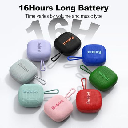 Bobtot Portable Wireless Bluetooth Speaker, IPX7 Waterproof | 16H Playing Time, Loud Stereo Sound, Built-in Mic, TWS, Small Size with Carry Lanyard, Pink - color: Pink