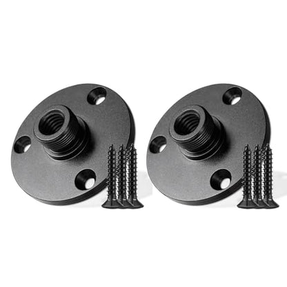 KB48 Podium Microphone Flange Mount with Pad, 5/8-27 Male, 3/8-16 Female | Gooseneck Boom Arms Mic Stand Base for Lecterns, Desks, Table, 2 in Metal Plate with 3 Screws Included - color: FLANGE MOUNT (2PCS)