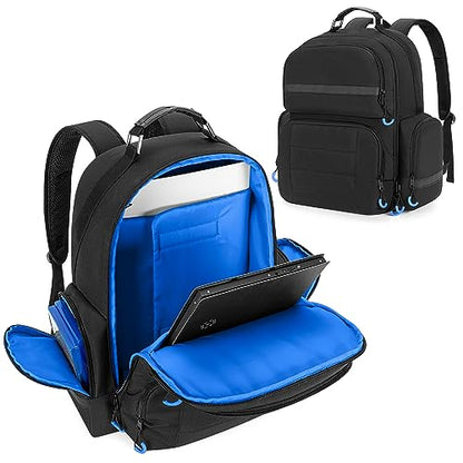 PGmoon Console Backpack Compatible with Playstation 5/PS5 Slim/PS5 Pro | Travel Carrying Case Bag with Protective Liner, Fits 15.6" Laptop, Controllers and Most Gaming Accessories (Patent Design) - color: Blue