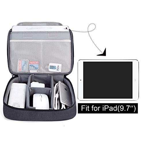 BUBM Electronic Organizer, Double Layer Travel Gear Bag for Cables, Plugs, Flash Hard Drive, Power Bank and More--a Sleeve Pouch for iPad (Large, Black) | Travel Gadget Storage Bag for Cables, Plugs, Flash Hard Drive, Power Bank and More--a Sleeve Pouch f