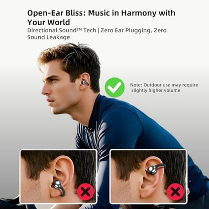 M97 Clip On Earbuds Wireless Bluetooth 6.0, Open Ear Headphones with 50H Battery 10-Min Quick Charge, Featherlight C-Shaped Hook, Secure Fit for Running/Gym, IPX5 Waterproof, Deep Bass(black) - color: Black