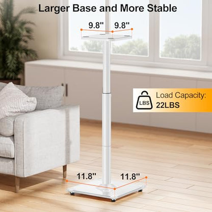 Speaker Stands Pair, 28"-37.4" Height Adjustable, Max 22 lbs, Glass Base | Surround Sound Speaker Stand with Cable Management, Universal Floor Stand for Bookshelf Satellite Studio Large Speaker, White - size: Universal White