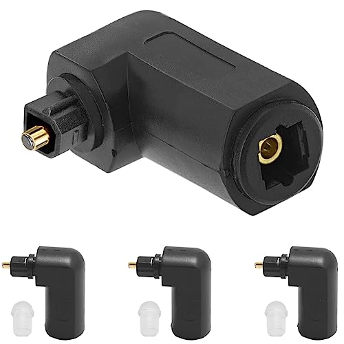 Optical Toslink Right Angle Digital Audio Cable Adapter 90 Degree Male to Female Jack 360 Rotates Plug Connector for TV Fiber Optic Toslink Cable, 4 Pcs