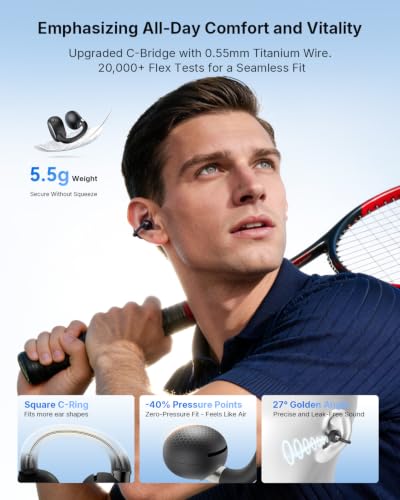 EarFun Clip 2 Open Ear Earbuds, Clip On Headphones, AI Translation Earbuds | LDAC, Hi-Res Audio, Bluetooth 6.0 for Running, Workout, 12mm Titanium Driver, 4 Mics AI Clear Call, Secure Fit, 40H Playtime - color: Black