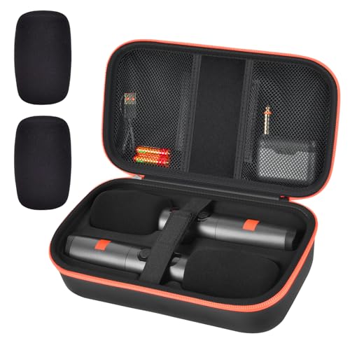 COMECASE Wireless Microphone Case for JBL PartyBox & Two Mic System, Black | Shockproof, Karaoke Microphones Travel Storage Box, Mic Foam Cover, Holds 2 Mics, Receivers, Adapters, AA Batteries, Charger - color: Black