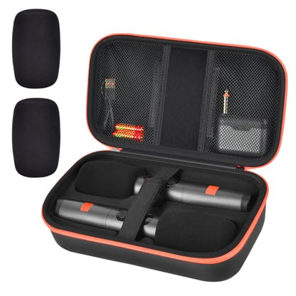 COMECASE Wireless Microphone Case for JBL PartyBox & Two Mic System, Black | Shockproof, Karaoke Microphones Travel Storage Box, Mic Foam Cover, Holds 2 Mics, Receivers, Adapters, AA Batteries, Charger - color: Black