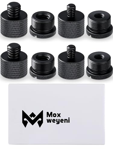 8 Pieces Mic Stand Adapter 5/8 Female to 3/8 Male and 3/8 Female to 5/8 Male, 5/8 Female to 1/4 Male and 1/4 Female to 5/8 Male Screw Thread Adapter Mic Thread Adapter Set for Microphone (Black) - color: Black