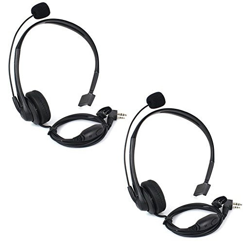 KENMAX® 2 Pin Headband Microphone Mic Earpiece for Two Way Radio BaoFeng UV-5R UV-B5 UV-B6 BF-888S WOUXUN TG-UV2 KG-UVD1P PUXING PX-888K Keenwood TK-3107 - color: Pack of 2