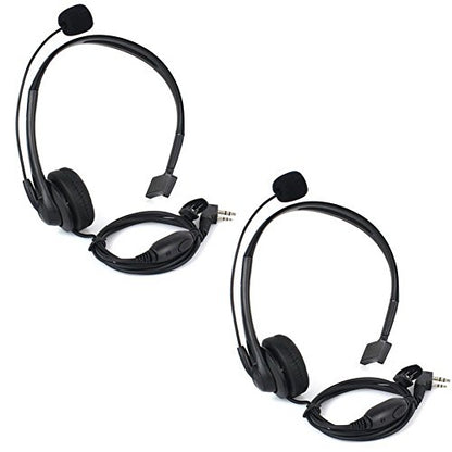 KENMAX® 2 Pin Headband Microphone Mic Earpiece for Two Way Radio BaoFeng UV-5R UV-B5 UV-B6 BF-888S WOUXUN TG-UV2 KG-UVD1P PUXING PX-888K Keenwood TK-3107 - color: Pack of 2