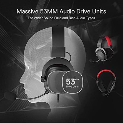 Redragon H510 Zeus-X RGB Wired Gaming Headset - 7.1 Surround Sound - 53MM Audio Drivers in Memory Foam Ear Pads w/Reliable Fabric Cover- Multi Platforms Headphone - USB Powered for PC/PS4/NS | Gaming Headset Breathable Fabric Removable Microphone Immersiv