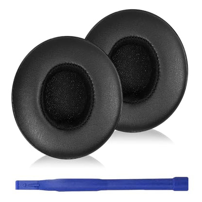 Solo3 Earpads Replacement, Ear Pads Cushions Compatible with Beats Solo 2 & Solo 3 Wireless On-Ear Headphones, Solo2 Solo3 Earpads with Soft Memory Foam & Protein Leather(Black) - color: Black