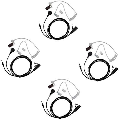 Caroo Walkie Talkie Headset Earpiece 1 Pin Covert Acoustic Tube with PTT Mic Compatible with Cobra CXT195 CX112 ACXT1035r ACXT145 ACXT545 PX655 RX385 RX685 Walkie Talkies Two Way Radio 4 Pack | Surveillance Headset, PTT Mic, Covert, Comfort, Hands-Free, L