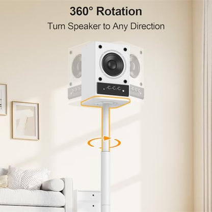 Speaker Stands Pair, 28"-37.4" Height Adjustable, Max 22 lbs, Glass Base | Surround Sound Speaker Stand with Cable Management, Universal Floor Stand for Bookshelf Satellite Studio Large Speaker, White - size: Universal White