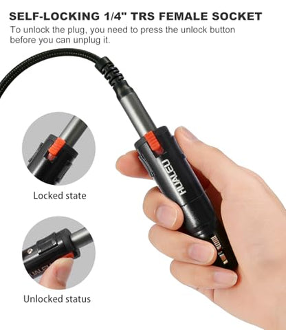 Lockable 1/4 TRS Female to 3Pin XLR Female Audio Adapter, Balance 6.35mm to XLR Adapter for Microphones, Mixing Consoles, and Power amplifiers-2 Pack-Black - color: black