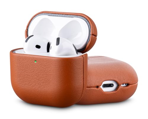 Envelop Series for AirPods 4th Generation Leather Case Cover - Brown | Hand-crafted Case Fully Wrapped in Top Grain Leather; Soft Microfiber Inner Lining; Wireless Charging Compatible - color: Brown, size: Envelop Series