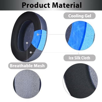 WH-XB910N Replacement Ear Pads, Upgrade Cooling Gel Earpads Cushions for Sony WH-XB910N Noise Cancelling Headphones, Ear Pads Cushions with Soft Memory Foam and Buckle(Blue) - color: Blue-Upgrade Gel-with net and buckle