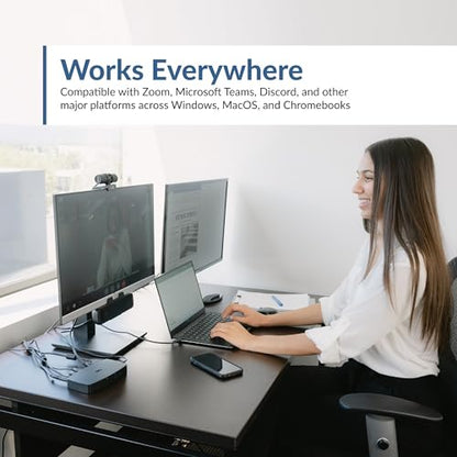 Cyber Acoustics WC-3000 5MP Super HD Webcam | Dual Omnidirectional Mics, Rotating Privacy Shutter, Auto-Focus Lens, Universal Monitor Mount, USB-A Plug-and-Play - size: WC-3000