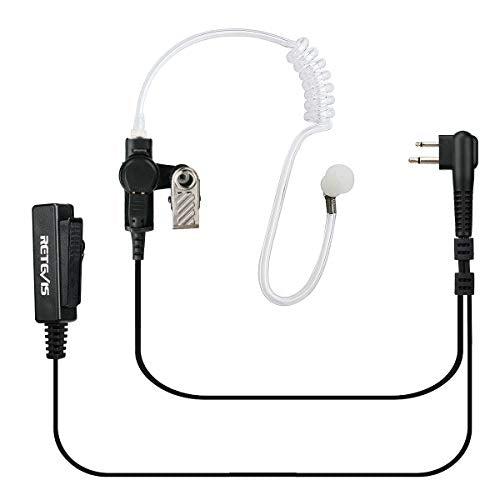 Retevis Covert Tube Walkie Talkie Earpiece with Mic, Full Size PTT(1 Pack)