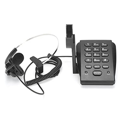 HT700 Corded Telephone with Headset Omnidirectional Microphone Call Center Phone Hands-Free Wired for Office Home, 330° Rotating Headset, Volume Adjustable, No Battery Needed