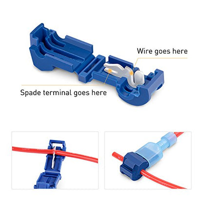 Nilight - 50031R 240 Pcs/120 Pairs Splice Wire Terminals T-Tap Self-Stripping with Nylon Fully Insulated Male Quick Disconnects Kit - size: 240Pcs 22-10AWG