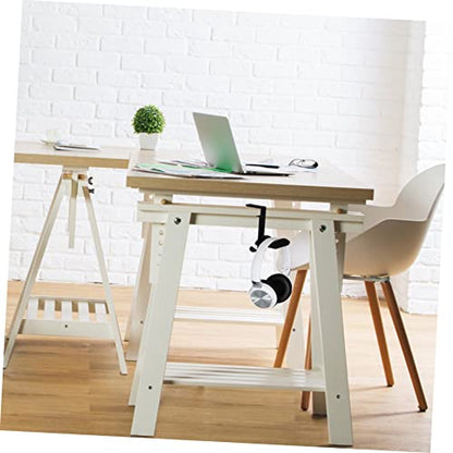 Uonlytech Adjustable Under Desk Headphone Stand Hanger Metal Holder for Headset Durable and Scratch-Resistant Design for Gaming and Office Use - color: Black