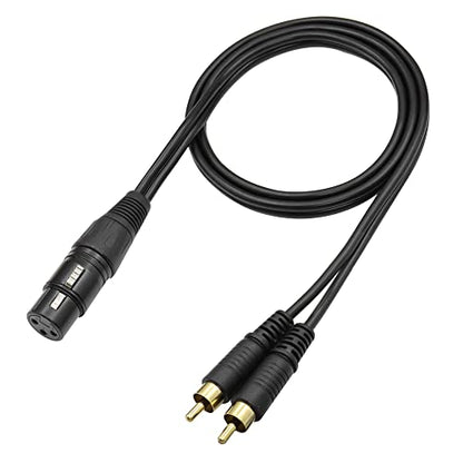 QIANRENON XLR Female to Dual RCA Male Stereo Splitter Cable 3-Pin XLR to 2 RCA Mono Y Splitter Conversion Extension Audio Cable,for Mixer Amplifier KTV Equipment Audio,1m/3.2ft