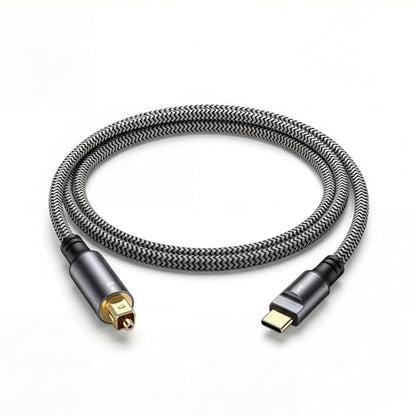 USB-C to Toslink Optical Audio Cable, Unidirectional Type-C to SPDIF | gold-plated connectors and nylon braided construction,suitable for computer/laptop/mobile phone/sound card/speaker(6.6 ft)