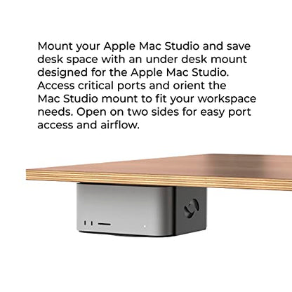 HumanCentric Under Desk Mount Compatible with Mac Studio, M4 M3 M2 M1 | Mounting Stand Bracket, Heat Dissipation, Anti-Scratch, Secure or Hide with Holder Case