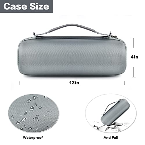 Comecase Hard Travel Case for JBL Charge 4/ Charge 5 Waterproof Bluetooth Speaker. Carrying Storage Bag Fits Charger and USB Cable - Grey+Inside Grey (Case Only) - color: Grey
