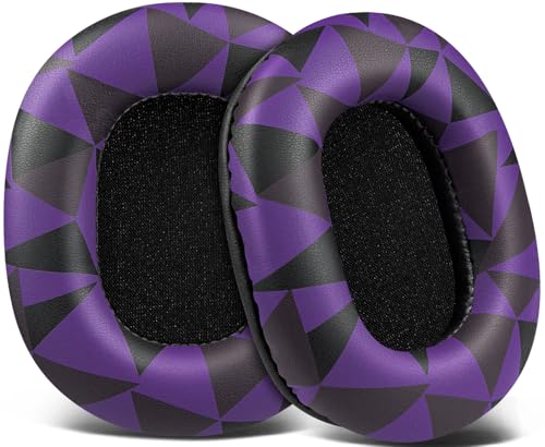 SOULWIT Earpads Replacement for Audio Technica ATH M50X M50XBT M50RD M40X M30X M20X MSR7 SX1 Monitor Headphones, Ear Pads Cushions with Softer Protein Leather, High-Density Foam - Purple Black - color: Purple Black