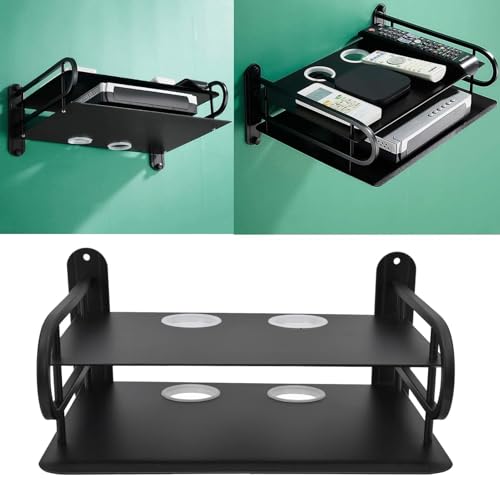 Floating Shelf, Wall Mount Shelf Steel Mount with Cable Management Holes, Space Saving Multimedia Shelf for DVD Player Game