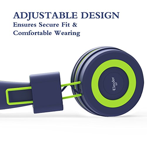 ELECDER i37 Kids Headphones for School Children Girls Boys Teens, Navy | Foldable Adjustable Lightweight, 3.5mm Audio Jack On Ear Headphones for Smartphones Chromebook Computer PC Tablets Travel - color: Navy