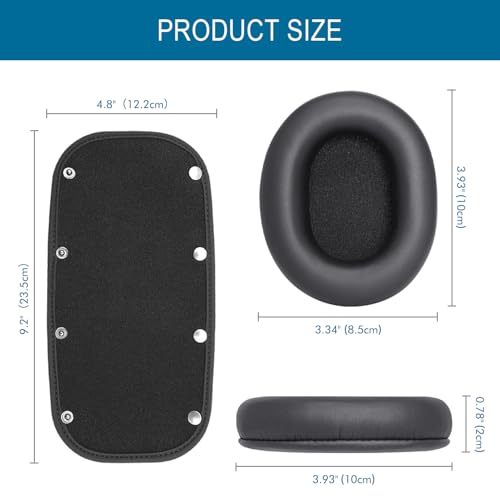 GEVO Replacement Ear Pads + Headband Cover Protector Compatible with Audio Technica ATH M50 M50X M50XBT M40X M30X M20X MSR7 SX1 Headphones, Repair Parts, No Tool Installation (Black)