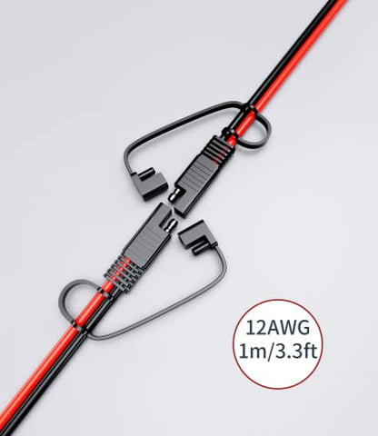 SAE 연장 케이블 12AWG 1.9m(3.3피트) 자동차 RV 태양열용 | SAE to SAE 연장 코드, 12AWG 순수 구리, 1.9m(3.3피트), 이중 PVC 재킷, 자동차/RV/트럭/보트/태양열용, 더스트 캡 포함, - size: 3.3피트