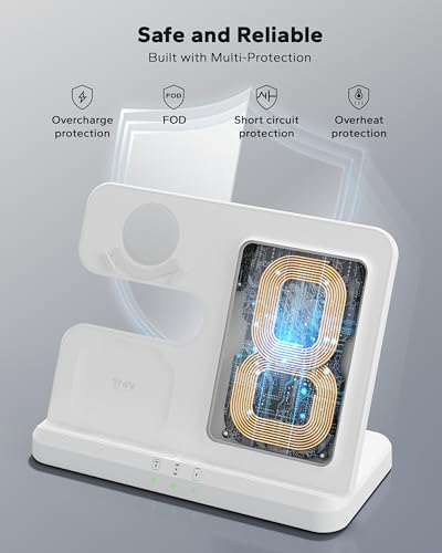 Wireless Charging Station for Samsung, 3 in 1 Charger Stand for Galaxy S25 Ultra/S24/S23/Z Fold, Phone and Watch Charging Dock for Samsung Watch Galaxy 8/7/6/5, Galaxy Buds 3/2/Pro - color: White