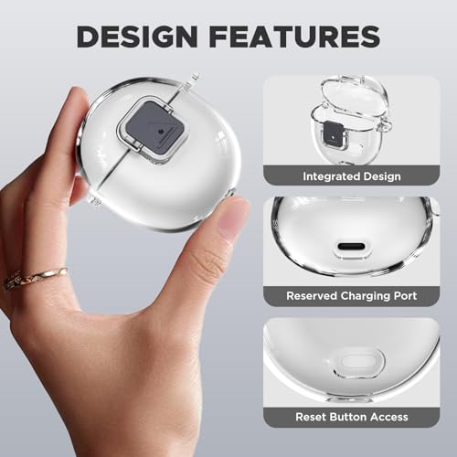 [Safety Lock] Compatible with Google Pixel Buds 2A Case, TPU Anti-Yellowing Shockproof Protective Cover for Google Pixel Buds 2A 2025, Includes Cleaning Kit & Carabiner (Transparent) - color: Transparent