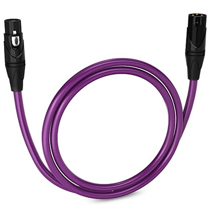 LyxPro 3 ft Balanced XLR Mic Cable, Male to Female, Purple - color: Purple, size: 3 Feet Straight