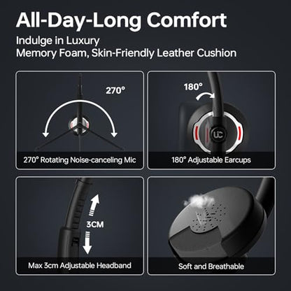 Wired Headset with Noise Canceling Mic & in-Line Control, Business Headset with Microphone for PC, USB Computer Headset for Work Call Center, Home Office, Online Classes, Teams, Zoom