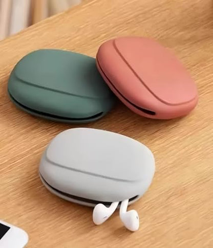 3 Pcs Silicone Headphone Organizer Data Cable Storage Case, Mini Storage Bag, Accessories Kit,Portable, Pouch Bag, Key Box (Red, Grey, Green)