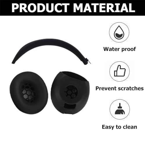 Studio Pro Silicone 2-in-1 Sweat Case Cover Set with Anti-Scratch Ear Pad Covers & Zipper Headband Cover – Compatible with Beats Studio Pro Wireless Headphones（Black） - color: Black 2-in-1
